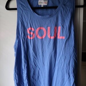 SoulCycle Women's Tank Top in Blue with Pink Print
